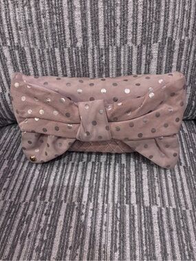Juicy Couture Polka Dot Bow Clutch in Dusty Rose
